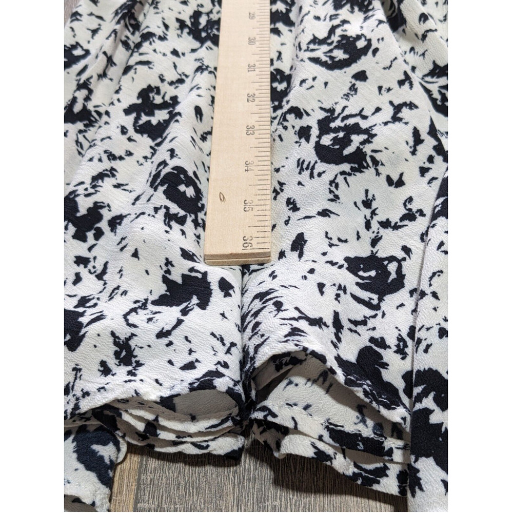 Nicole Miller Dress Womens 10 White Black Print Short Sleeve Tie Waist Casual - Picture 7 of 9